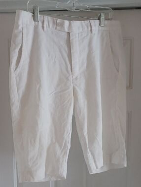 Stacy Adams White Cotton Blend Dress Shorts